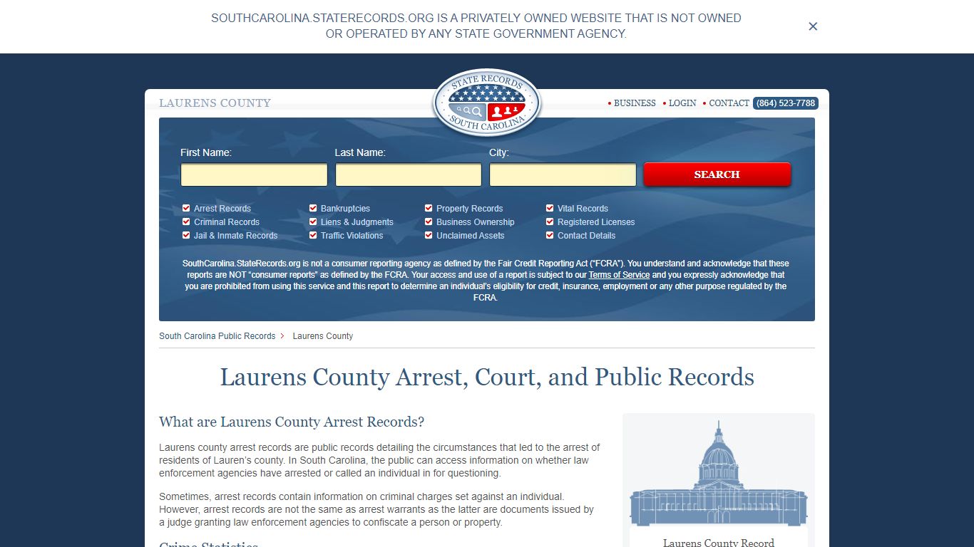 Laurens County Arrest, Court, and Public Records