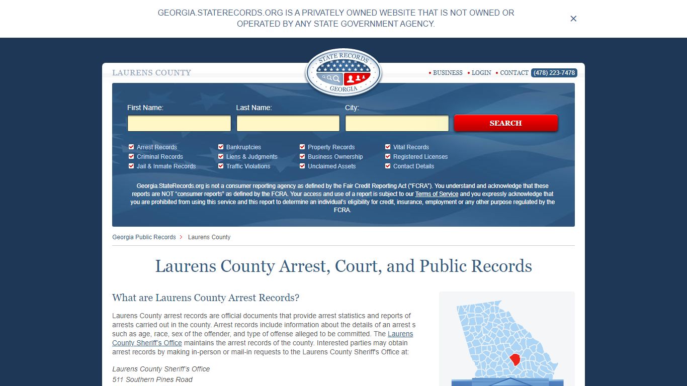 Laurens County Arrest, Court, and Public Records